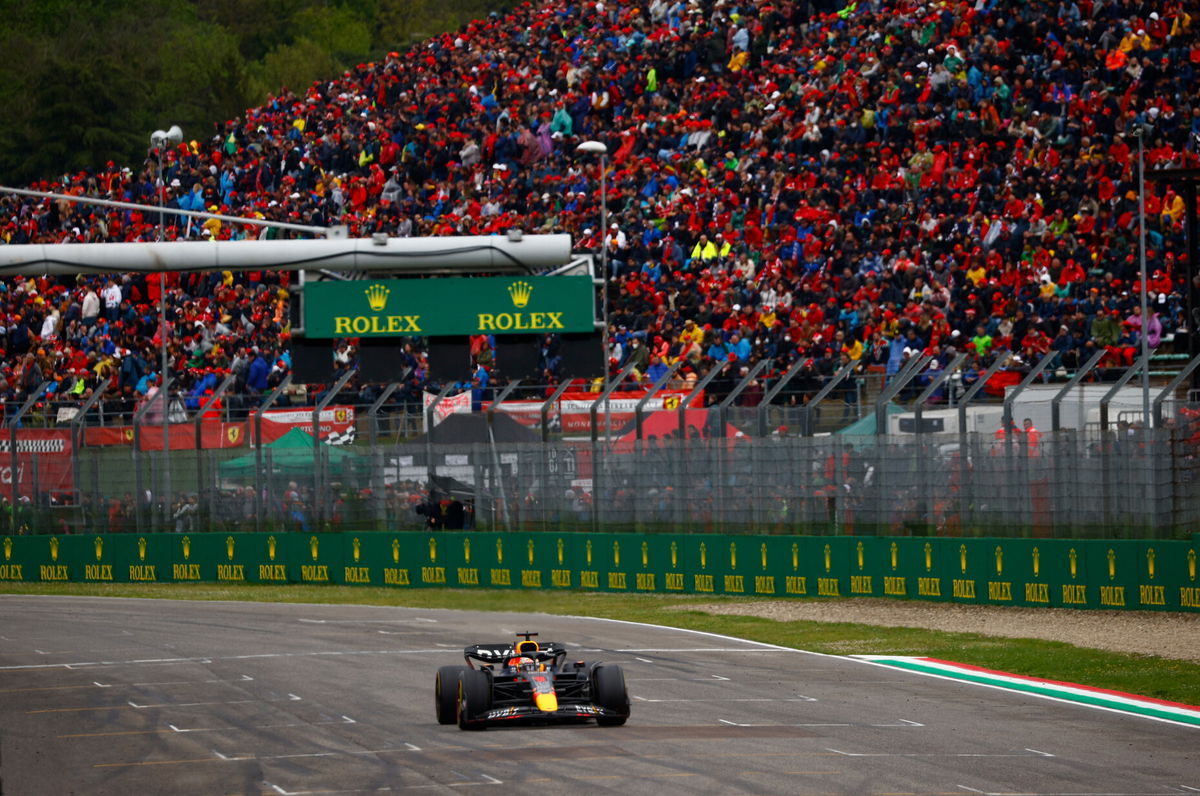 <i>GUGLIELMO MANGIAPANE/AFP/POOL/AFP via Getty Images</i><br/>Verstappen dominated the Emilia Romagna Grand Prix on Sunday.