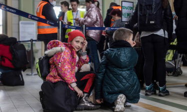 Ukrainian refugees at Przemysl railway station in eastern Poland.