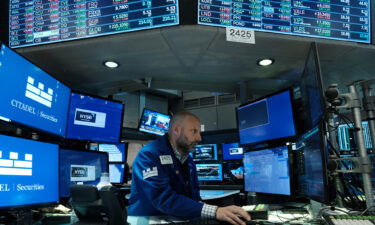 Traders work on the floor of the New York Stock Exchange (NYSE) on April 28