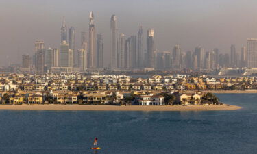 A view of the villas on the waterside of the Palm Jumeirah