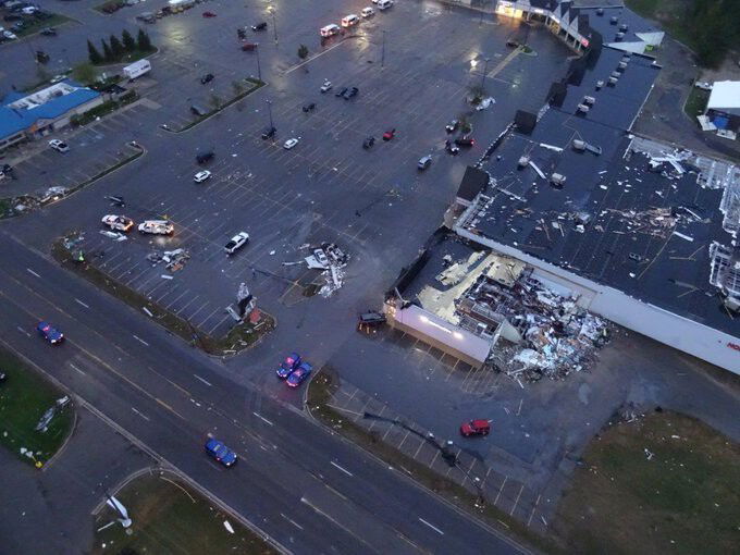 <i>Michigan State Police</i><br/>The Michigan State Police Aviation Unit took photographs of the damage inflicted upon a Gaylord