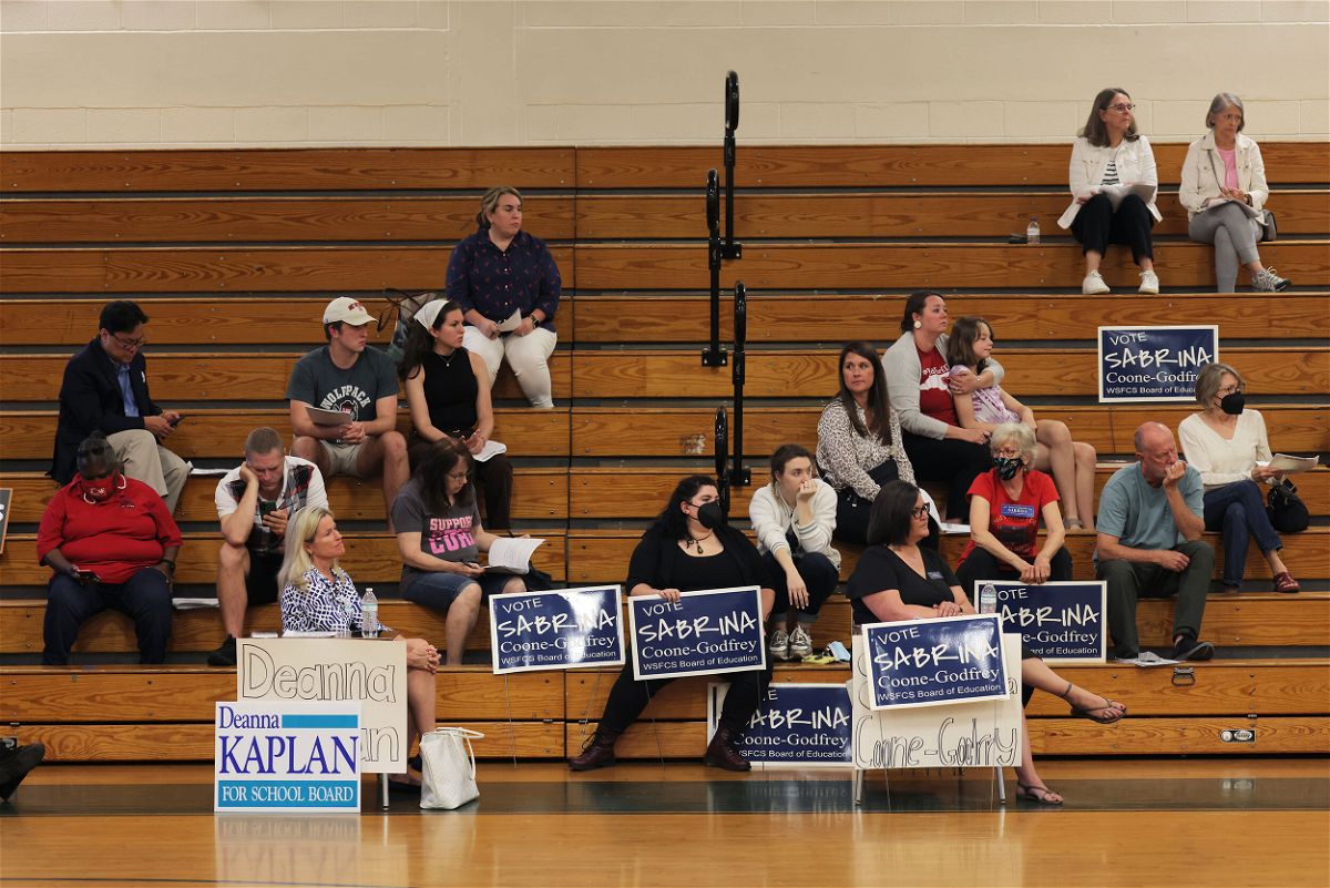 <i>Travis Dove for CNN</i><br/>School board candidates and their supporters attend a student-hosted candidate forum at West Forsyth High School in Clemmons