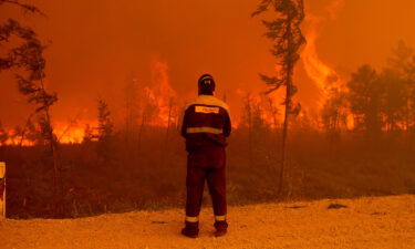 A forest fire near Kyuyorelyakh village at Gorny Ulus in Russia