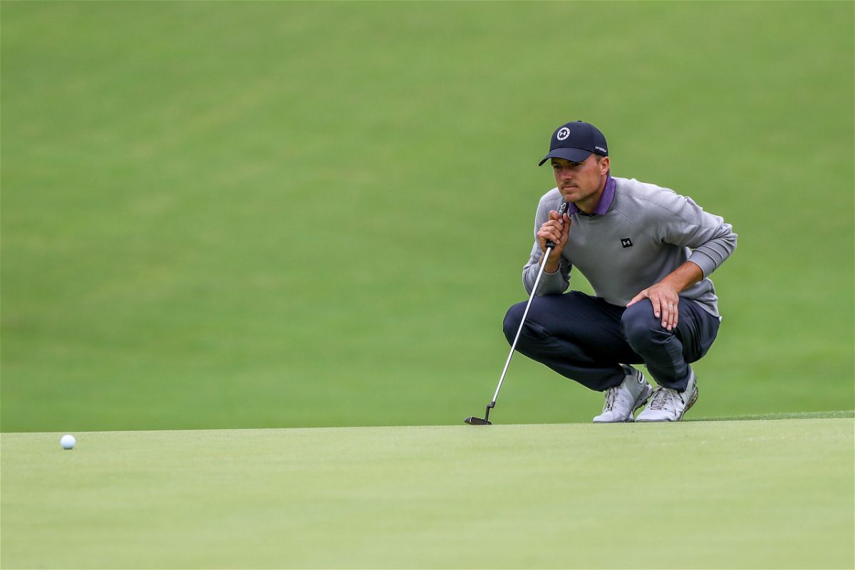 <i>Gray Siegel/CSM/ZUMA Press Wire</i><br/>Jordan Spieth sizes up his putt on the 12th hole during the third round of the 2022 PGA Championship at Southern Hills Country Club in Tulsa