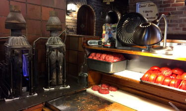 Hamburgers waiting to be cooked in antique