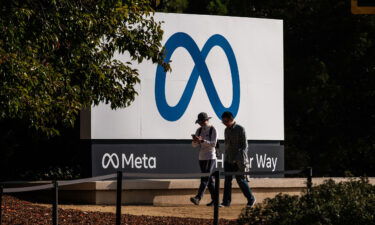 Meta Platforms signage outside the company's headquarters in Menlo Park