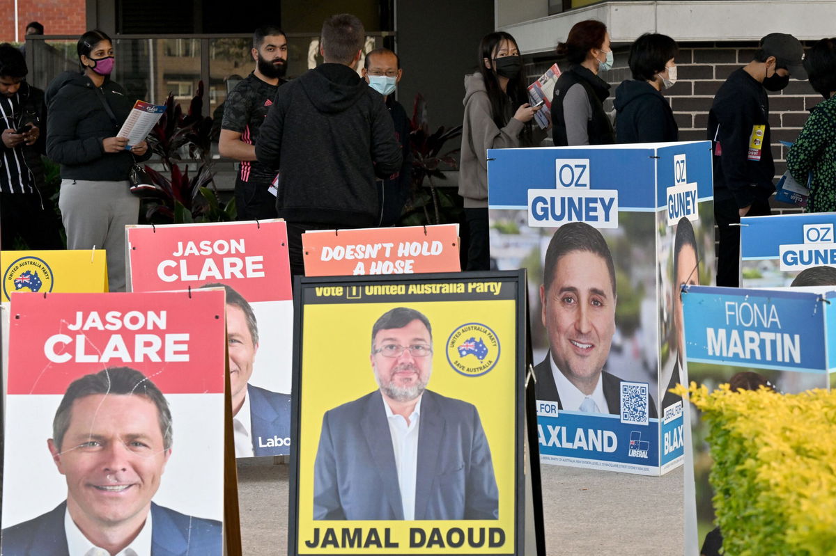 <i>SAEED KHAN/AFP/Getty Images</i><br/>Voters queue up outside a pre-polling station in Berala electorate of Sydney on May 19.