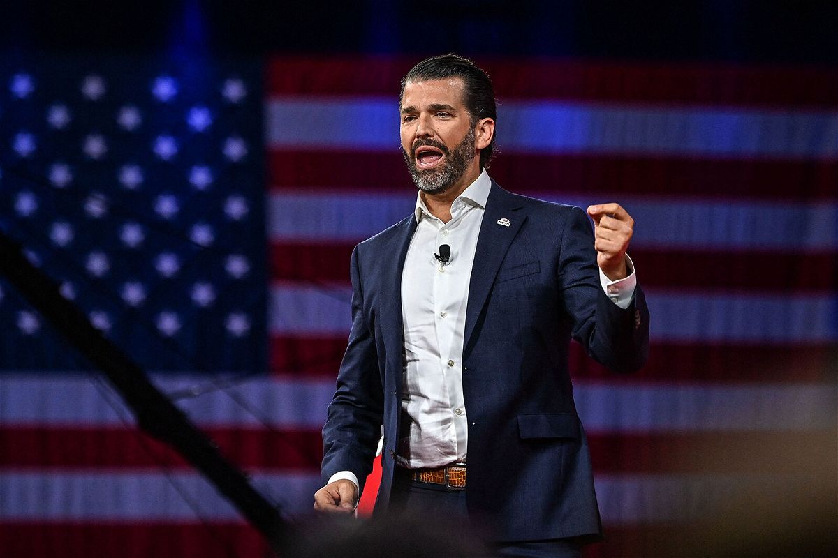 <i>Chandan Khanna/AFP/Getty Images</i><br/>Former US President Donald Trump's son Donald Trump Jr. speaks at the Conservative Political Action Conference in Orlando