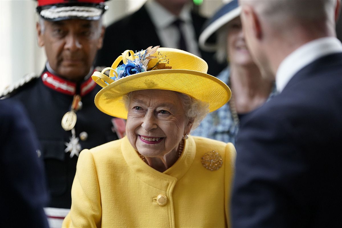 <i>Andrew Matthews/Getty Images</i><br/>Queen Elizabeth II at Paddington station on May 17.