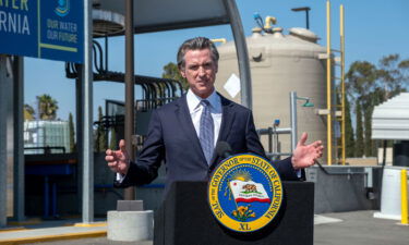 California Gov. Gavin Newsom speaks to the media earlier this month