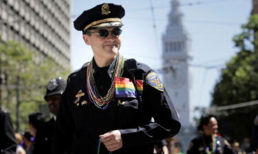 A San Francisco Police officer marches in the city's Pride parade in 2016.