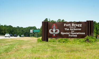 Seen here is a sign identifying Fort Bragg Army Base. Named for Confederate General Braxton Bragg