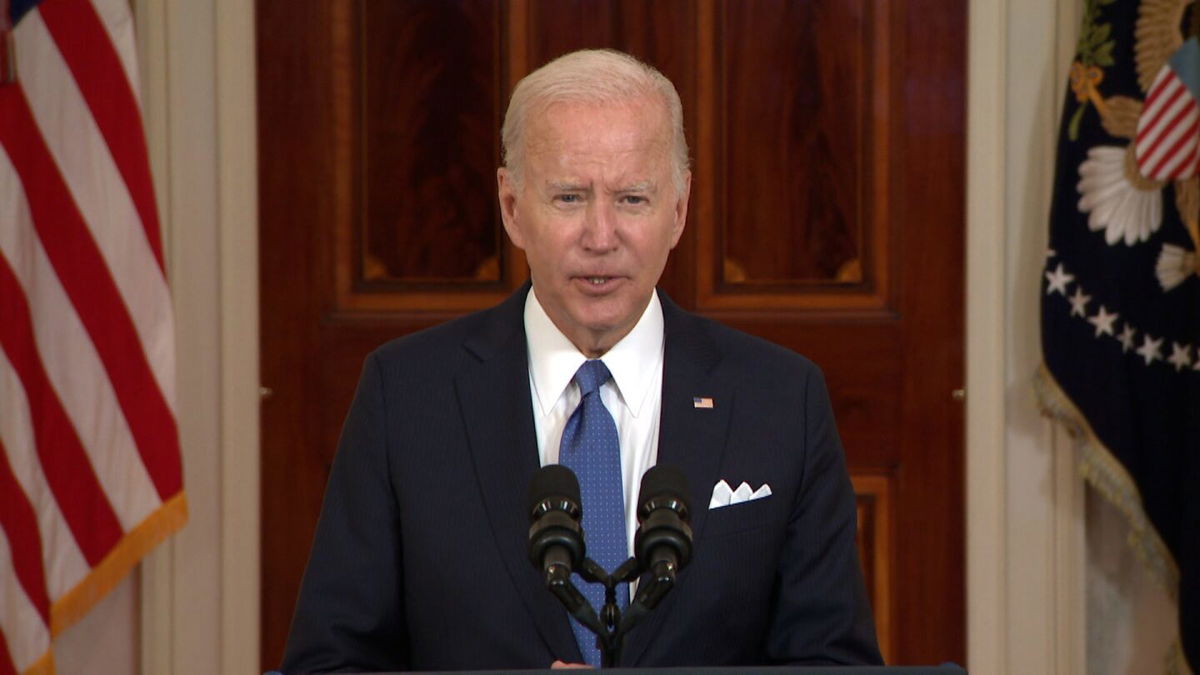 <i>Pool</i><br/>President Joe Biden speaks from the White House on Friday