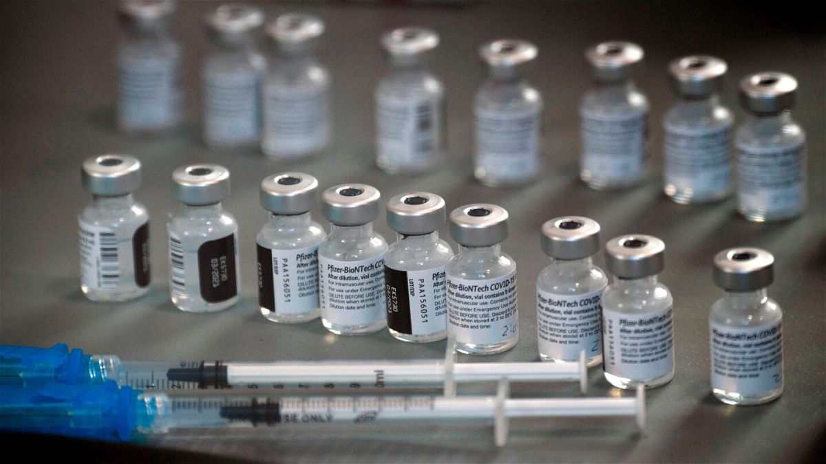 <i>Patrick T. Fallon/AFP/Getty Images</i><br/>Two Pfizer and BioNTech Covid-19 vaccine boosters