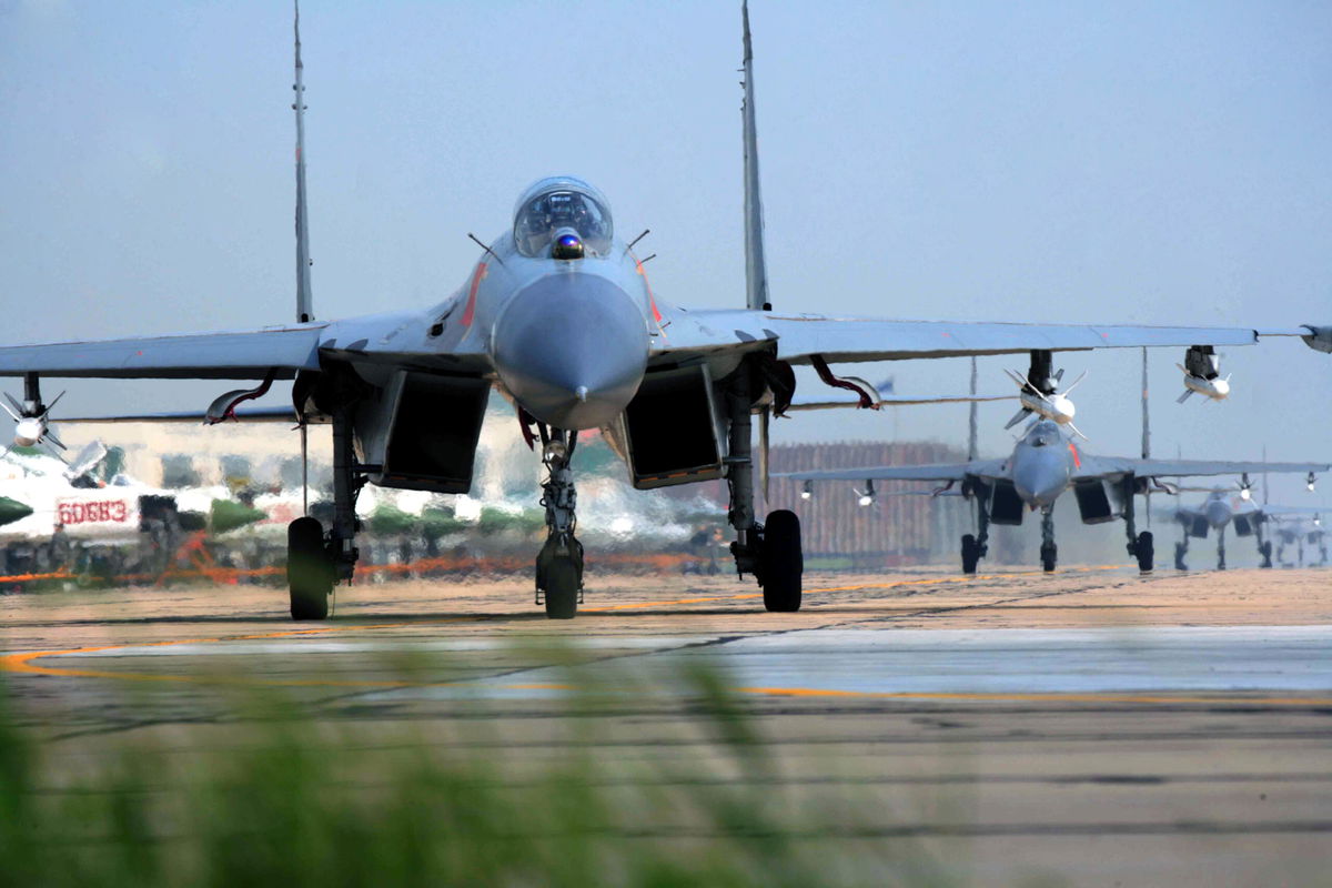 <i>Cui wenbin/Imaginechina/AP</i><br/>Chinese J-11 fighter jets -- seen here in a 2009 -- were among the warplanes that flew near Taiwan on June 21