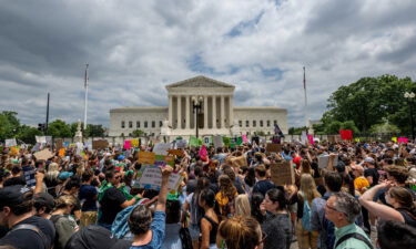 People protest in response to the Dobbs v Jackson Women's Health Organization ruling in front of the U.S. Supreme Court on June 24.