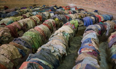 Clothes and other belongings of victims at the Nyamata Church Genocide Memorial.