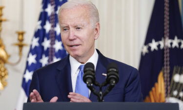 President Joe Biden speaks before signing the Ocean Shipping Reform Act in the State Dining Room of the White House