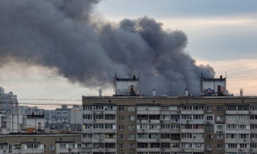 Smoke rises after missile strikes