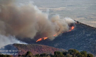 The Contreras Fire burns on Kitt Peak Thursday.