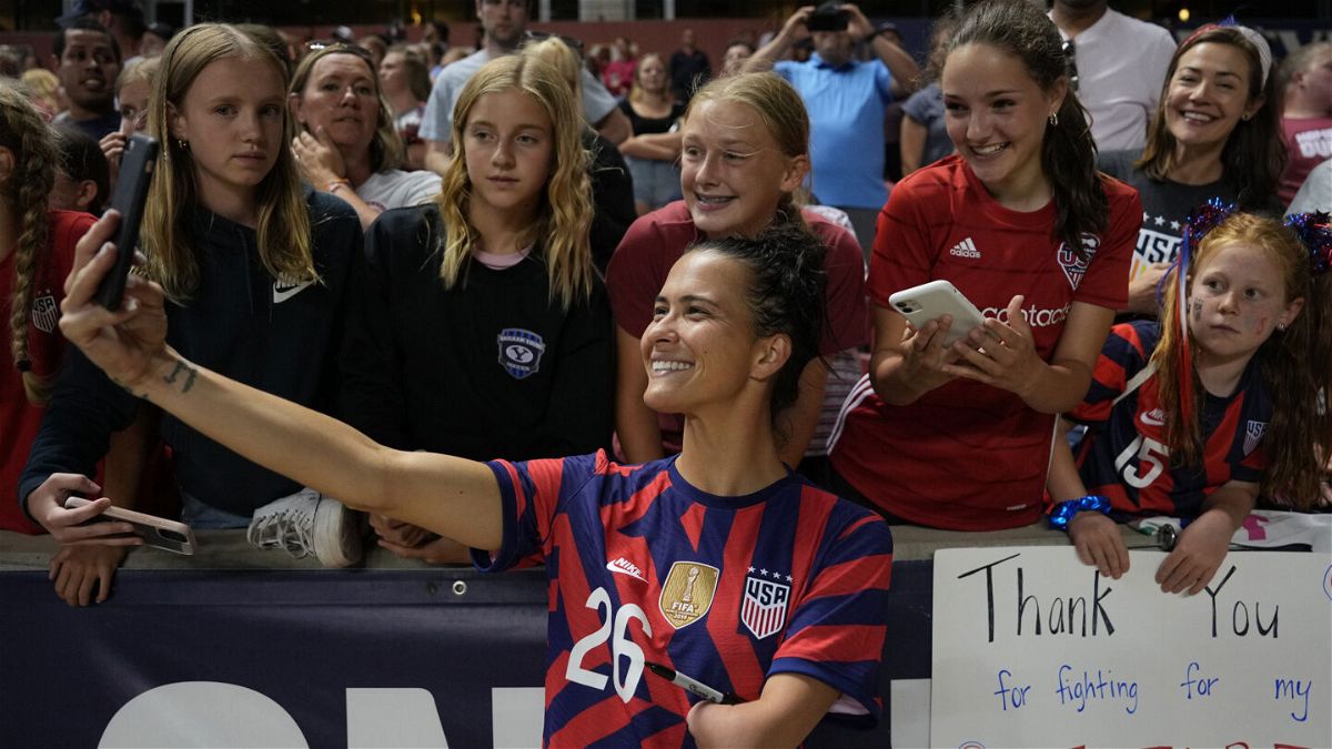 <i>Brad Smith/ISI Photos/Getty Images</i><br/>Carson Pickett celebrates the USA's 2-0 victory against Colombia. Pickett made her international debut on June 28 in Sandy