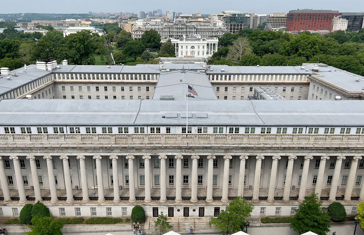 <i>Daniel Slim/AFP/Getty Images</i><br/>Seen here is the US Treasury Department building East of the White House