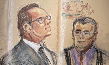 A sketch showing Kevin Spacey inside the central London court on June 16.