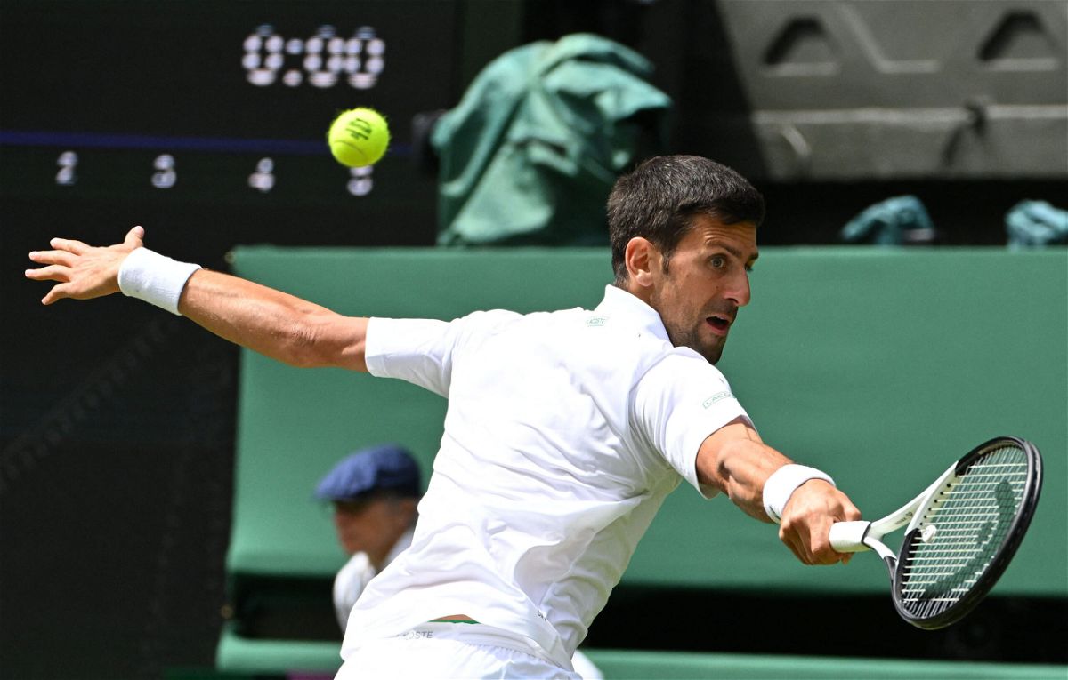 <i>SEBASTIEN BOZON/AFP/AFP via Getty Images</i><br/>Novak Djokovic was in blistering form as he swept aside Thanasi Kokkinakis in straight sets -- 6-1 6-4 6-2 -- on June 29 to progress into the third round at Wimbledon.