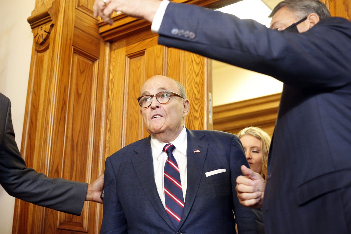 <i>Rebecca Wright/AP</i><br/>Georgia investigators are scrutinizing Rudy Giuliani's appearance before state lawmakers in 2020