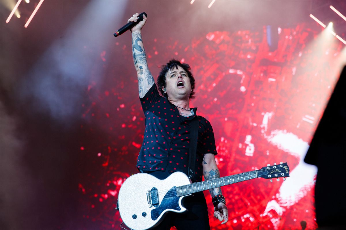 <i>Burak Cingi/Redferns/Getty Images</i><br/>Billie Joe Armstrong of Green Day performs at the London Stadium on June 24. Armstrong told fans at a concert that he intends to renounce his United States citizenship following the US Supreme Court's decision to overturn Roe v. Wade.