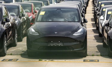 Tesla vehicles waiting for shipping transport in a lot near the Waigaoqiao Container Port in Shanghai in June.