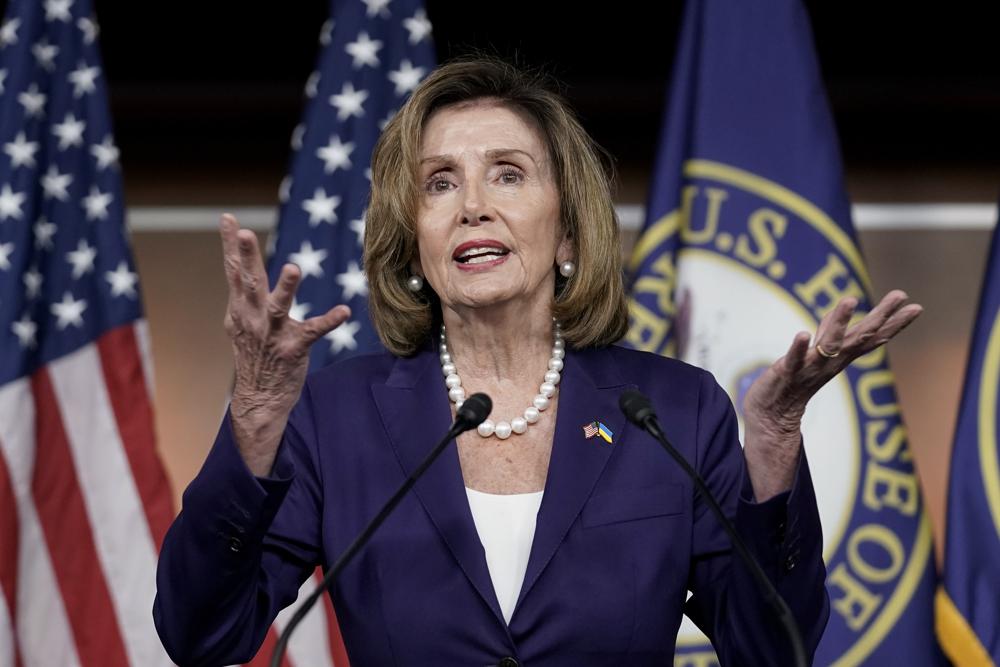 Speaker of the House Nancy Pelosi, D-Calif., speaks as Democrats push to bring the assault weapons ban bill to the floor for a vote, at the Capitol in Washington, Friday, July 29, 2022. Pelosi says the House will consider the public safety bills on police reform later when the House considers the Senate reconciliation package.