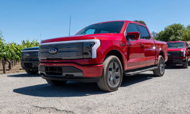 A Ford Lightning F-150 pickup truck during a media event at Dutton Ranch in Sebastopol