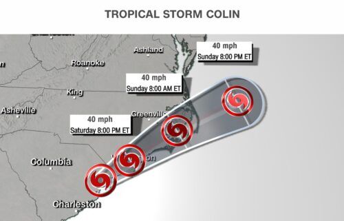 Tropical Storm Colin dissipated over eastern North Carolina early Sunday