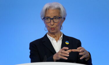 President of European Central Bank Christine Lagarde is seen here in Frankfurt