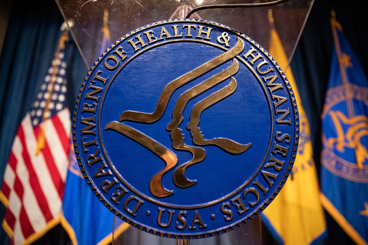 <i>Samuel Corum/Getty Images</i><br/>Seen here is the seal of the Department of Health and Human Services. The Biden administration is working on ways to protect the abortion rights of pregnant migrant minors who are in government custody.