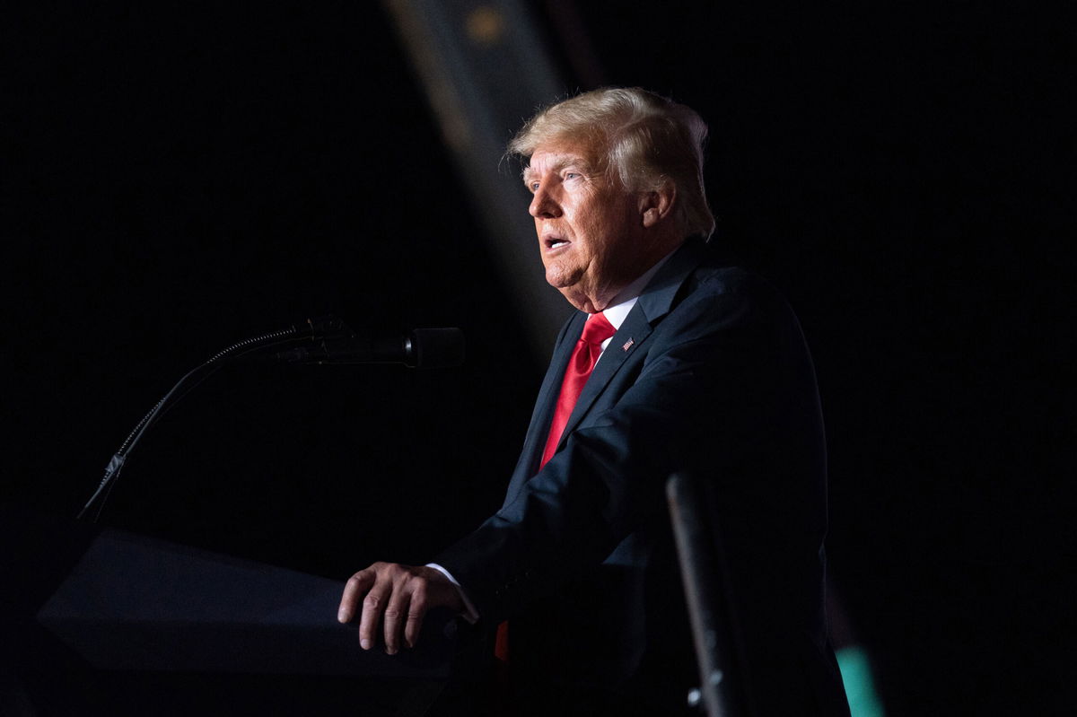 <i>Sean Rayford/Getty Images</i><br/>Former President Donald Trump speaks at a rally on September 25