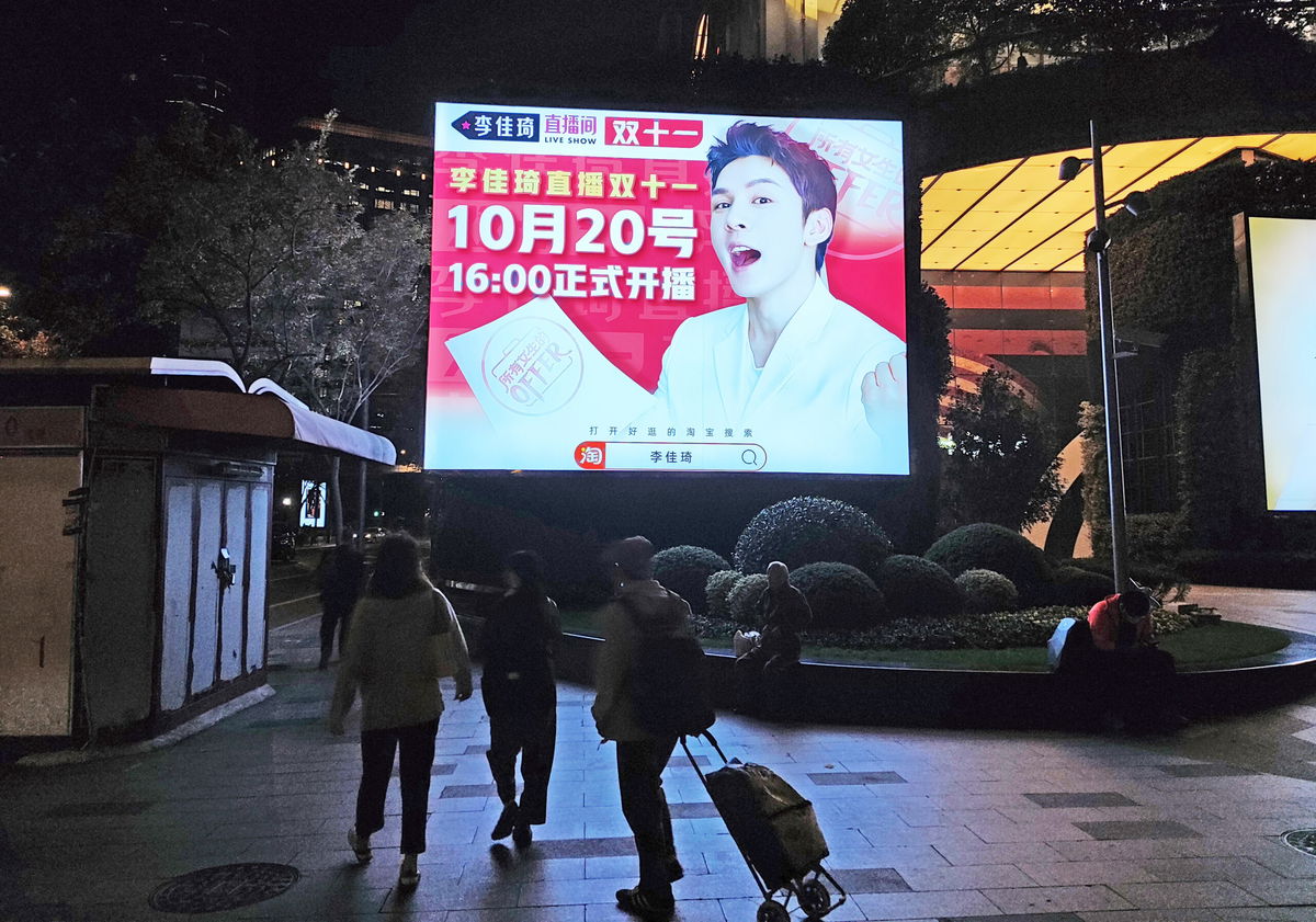 <i>Xing Yun/Costfoto/Future Publishing/Getty Images</i><br/>The picture shows online anchor Li Jiaqi's live advertisement for the double 11 Shopping Festival in Shanghai