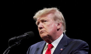 Former US President Donald Trump speaks to an audience at the "American Freedom Tour" event in Memphis