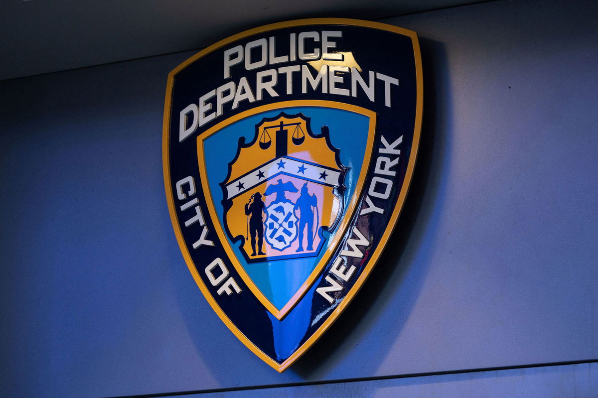 <i>Yuki Iwamura/AFP/Getty Images</i><br/>New York City Police Department logo is seen at the precinct in Times Square on December 15