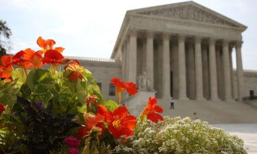 Flowers are bloom in front of the U.S. Supreme Court