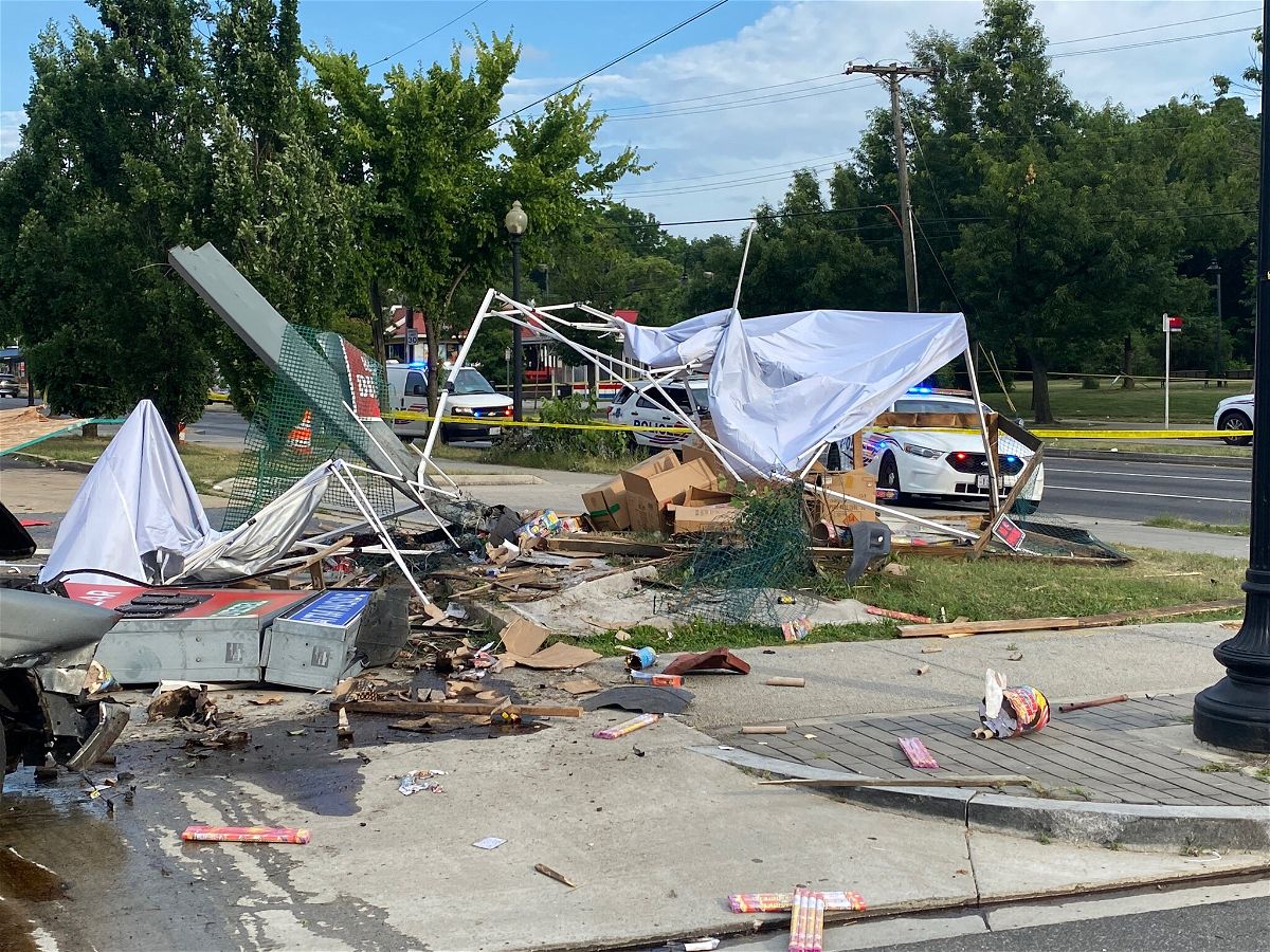 <i>From @DCPoliceDept Twitter</i><br/>Two people are dead after a vehicle crashed into a fireworks stand in Washington