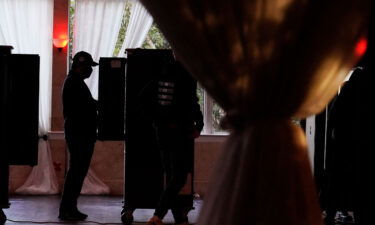 A voter casts their ballot on Election Day in Atlanta on November 3