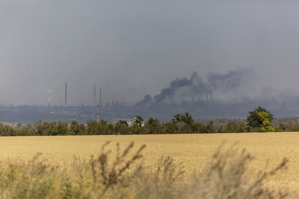 <i>Narciso Contreras/Anadolu Agency/Getty Images</i><br/>Plumbs of smoke are seen rising to the sky during heavy fighting between Ukrainian forces with Russian troops in Lysychansk