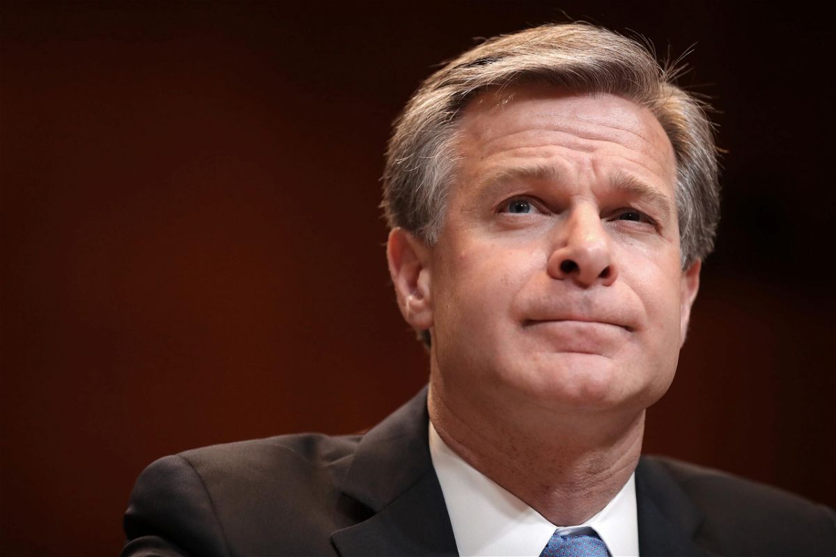 <i>Chip Somodevilla/Getty Images</i><br/>Federal Bureau of Investigation Director Christopher Wray is seen here in May 2019 on Capitol Hill. Wray said on June 19 that the FBI and NSA directors are on alert for election interference threats ahead of the midterm elections.
