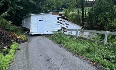 A house washed away by floodwaters in Kentucky.