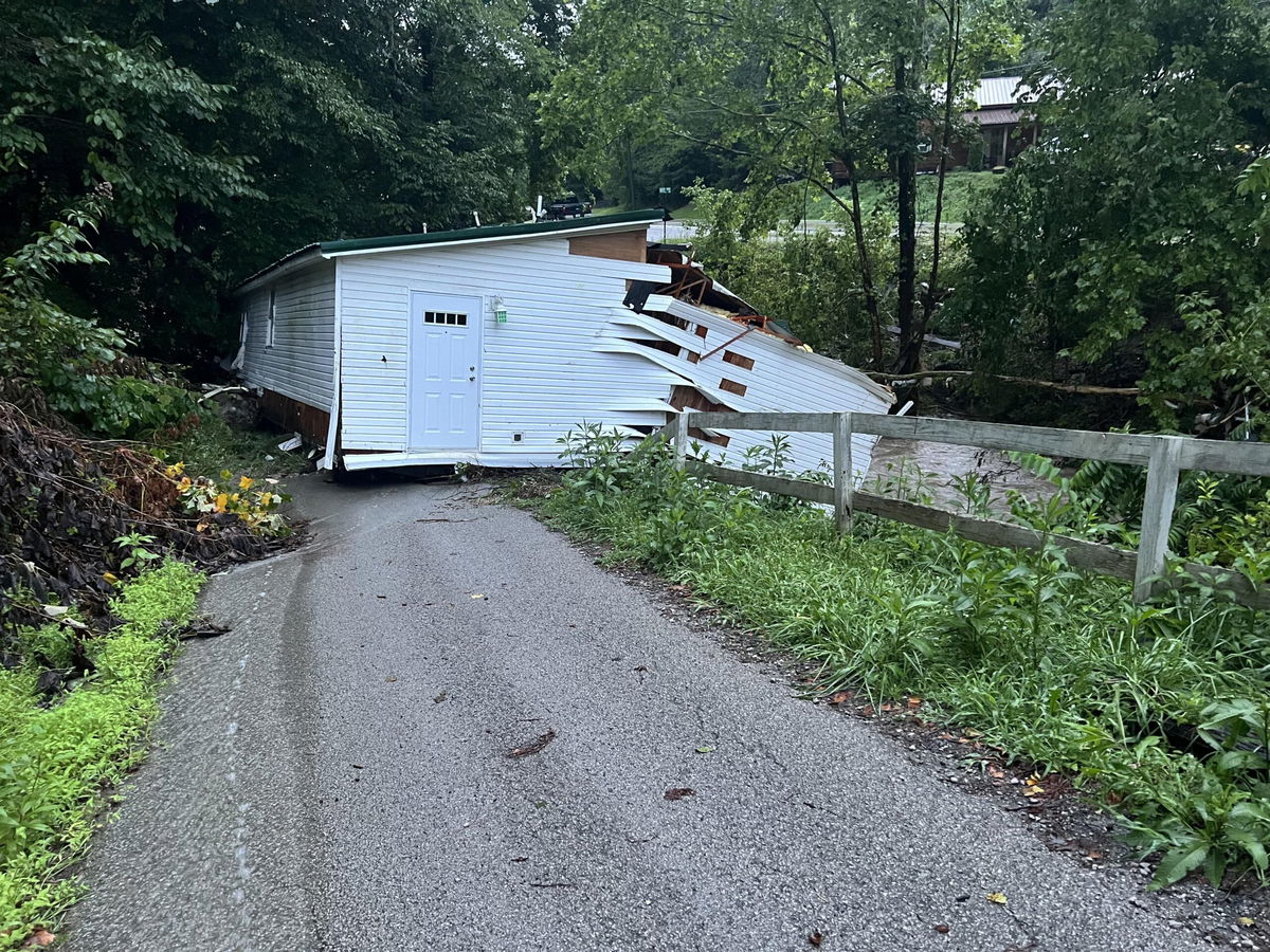 <i>Courtesy Joe Palumbo/Danielle Langdon</i><br/>A house washed away by floodwaters in Kentucky.