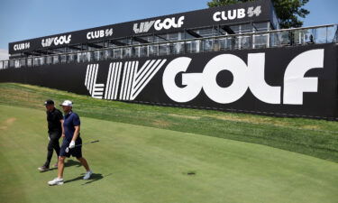 Talor Gooch of the United States and Team 4 Aces GC plays a practice round during a preview day for the LIV Golf Invitational at Trump National Golf Club Bedminster on July 27.