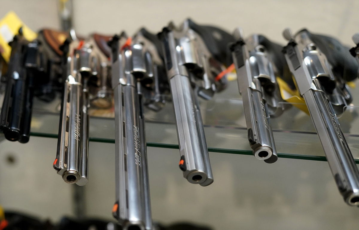 <i>Timothy A. Clary/AFP/Getty Images</i><br/>A display of guns for sale is seen at Coliseum Gun Traders Ltd. in Uniondale