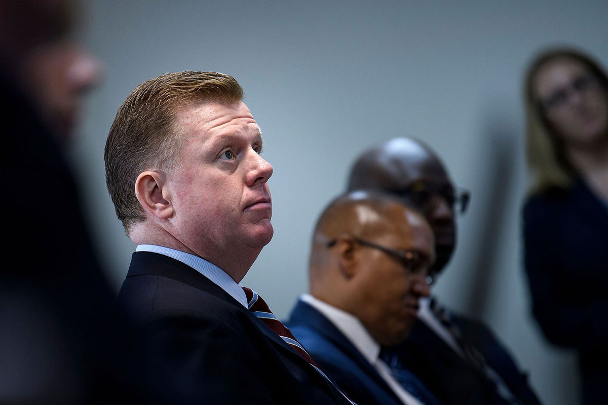 <i>Brendan Smialowski/AFP/Getty Images</i><br/>US Secret Service Director James Murray listens during a news conference about the Secret Service National Threat Assessment Center's Mass Attacks in Public Spaces 2018 report